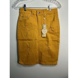 BUZZ JEANS womens jean pencil skirt size MEDIUM MUSTARD YELLOW GOLD